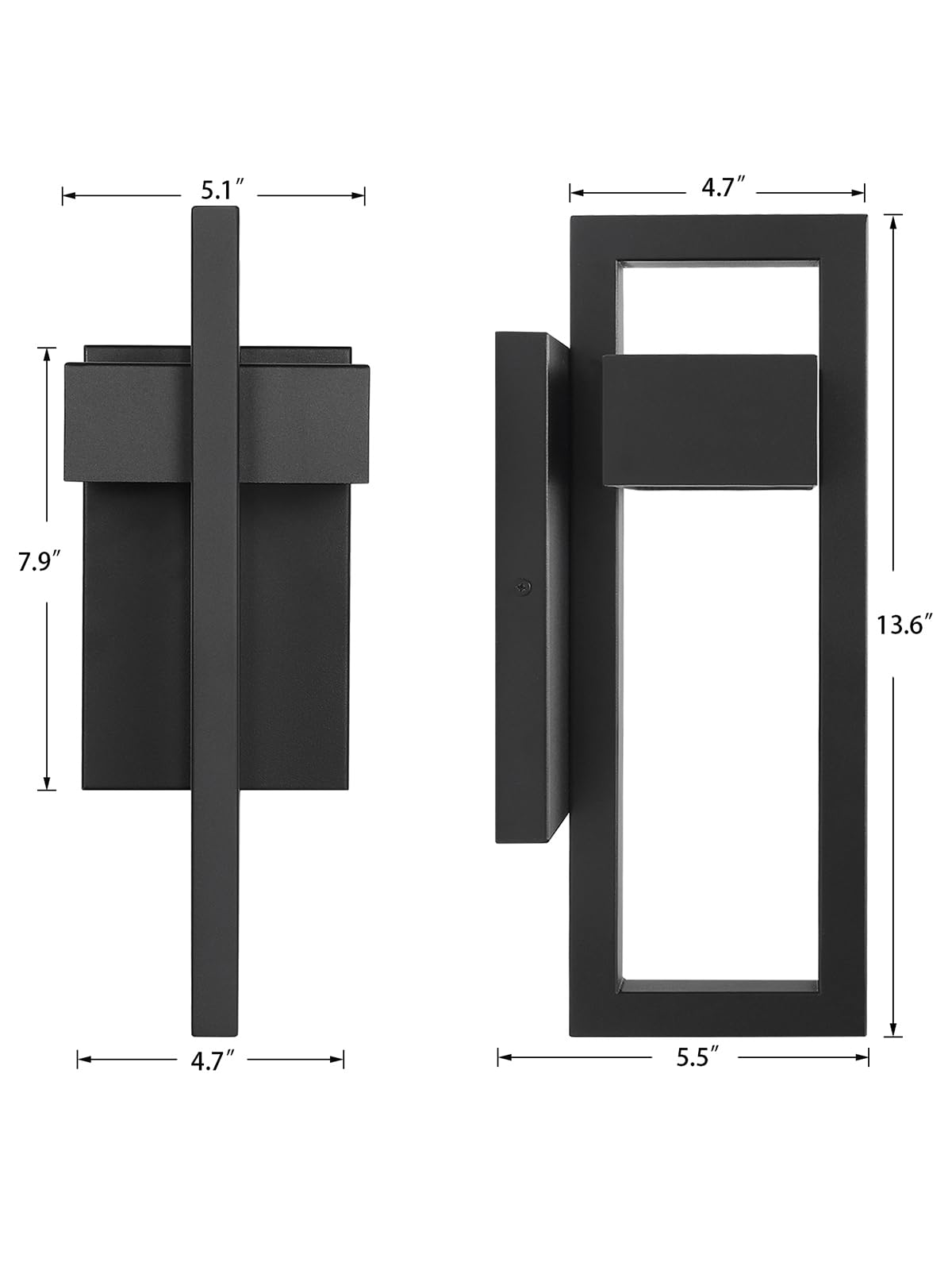 Outdoor Wall Lights Modern Exterior Lighting Fixtures, 3000K LED Integrated Outdoor Wall Sconce for Porch 2 Packs, Matte Black Outside Wall Mount Lights for Front Door House Garage Indoor