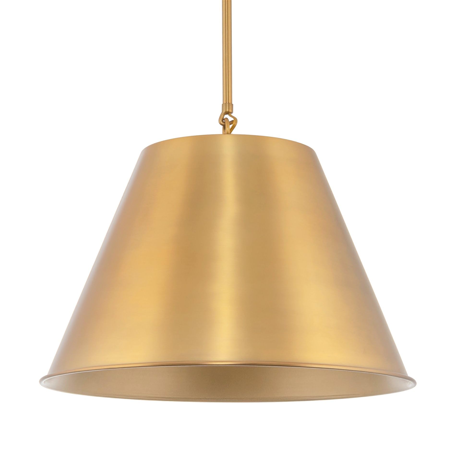 Modern Industrial Pendant Light + Metal Empire Shade, Adjustable Hanging Height, Warm Brass Finish