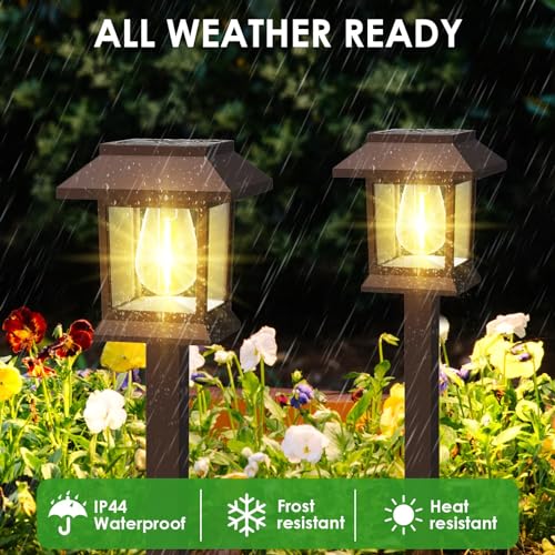 Solar Pathway Lights Outdoor, 12 Pack Upgraded LED Waterproof Solar Outdoor Lights, Solar Garden Landscape Lighting for Outside Driveway Garden Landscape Walkway Path Yard Lawn Decor (12)