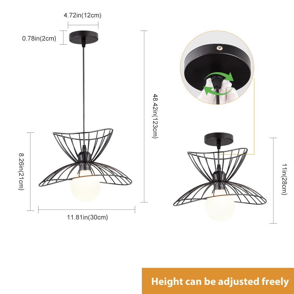 Modern Black Pendant Light Over Kitchen Island, Adjustable Wood Hanging Light Fixture,Industrial Pendant Lighting for Dining Room,Living Room,Bedroom,Hallway,Kitchen,Bar