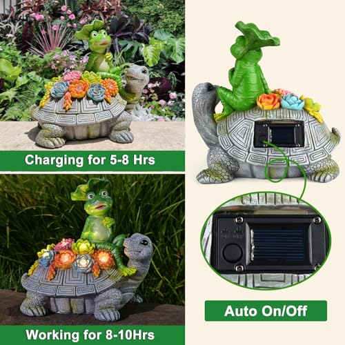 Solar Outdoor Garden Statues Lights, Elephant Figurines with Cute Birds Garden Sculpture Decor, Lucky Elephant Mother Gifts for Women, Men or Daughter, Unique Housewarming Gifts and Yard Decoration