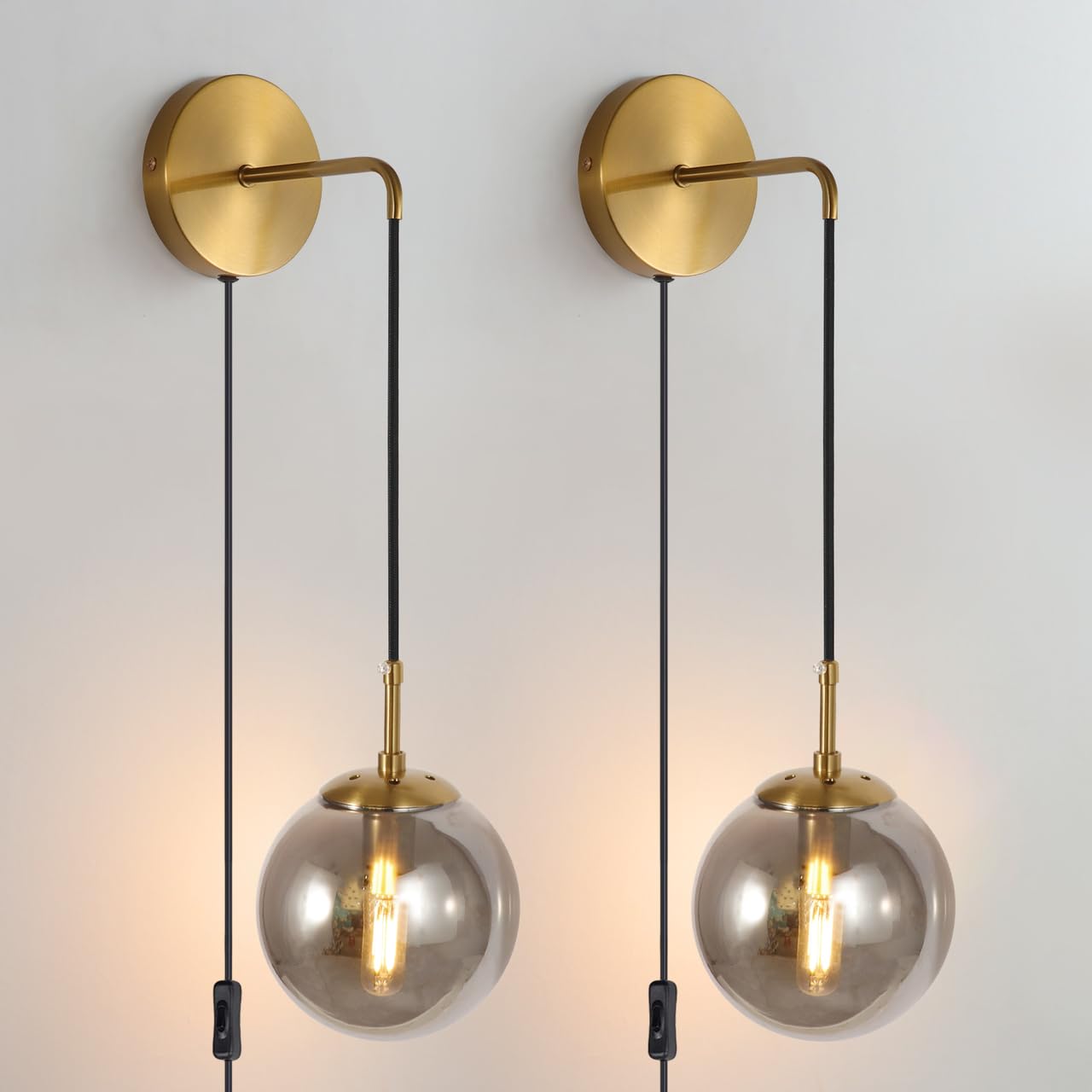 Wall Sconces Set of Two Brushed Brass Gold LED Wall Lights Modern Linear Sconces Wall Lighting Indoor Sconces Wall Decor Set of 2 Wall Lamps for Living Room Wall Scones, Wall Lights Set of 2