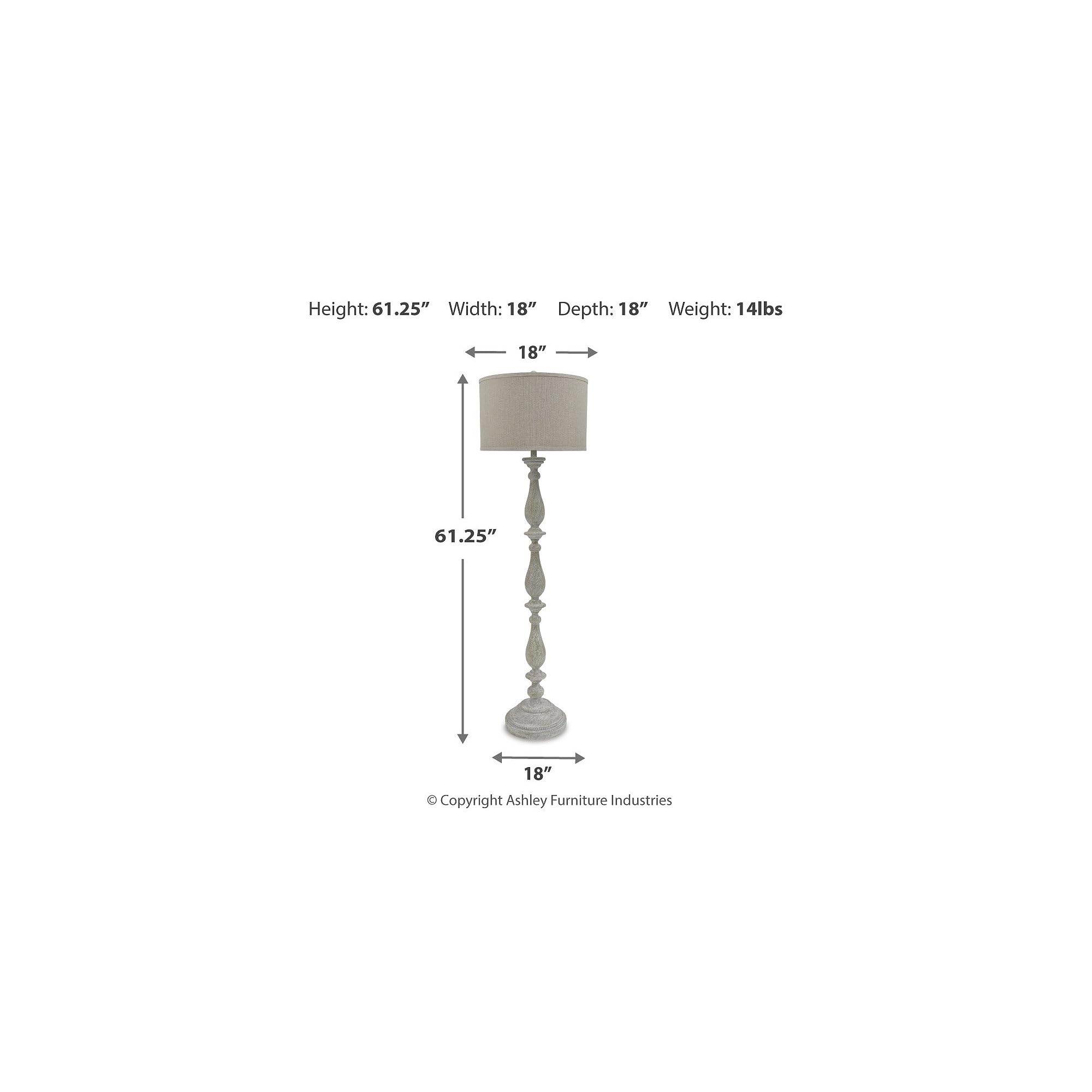 Cottage 61" Candlestick Design Floor Lamp, Whitewash