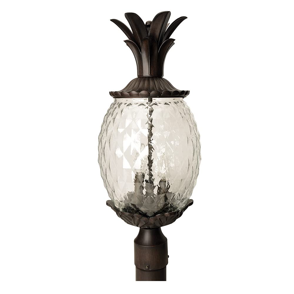 Large Outdoor Hanging Pineapple Dimmable Lantern | Durable Anti-Rust Cast Aluminum | Three Light in Black Coral | Showcases Style and Hospitality