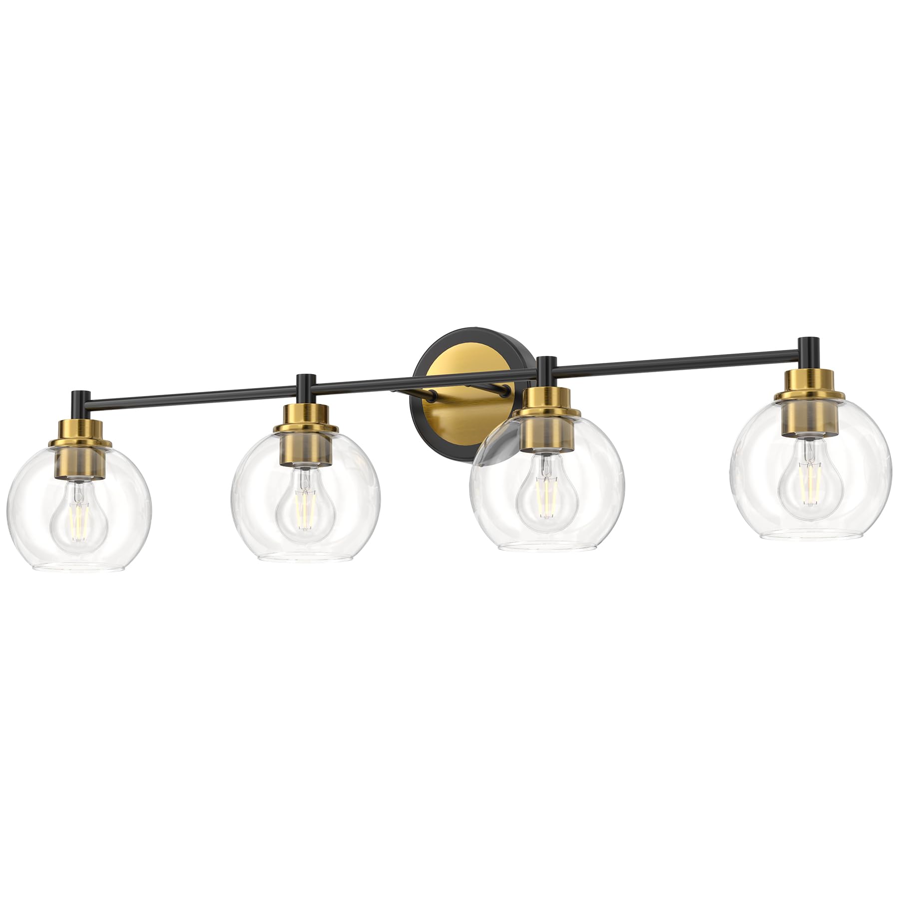 Bathroom Light Fixtures, 2-Light Bathroom Vanity Light with Globe Glass Shades E26 Sockets, Bathroom Lights Over Mirror for Bedroom Hallway Living Room, Gold Finish