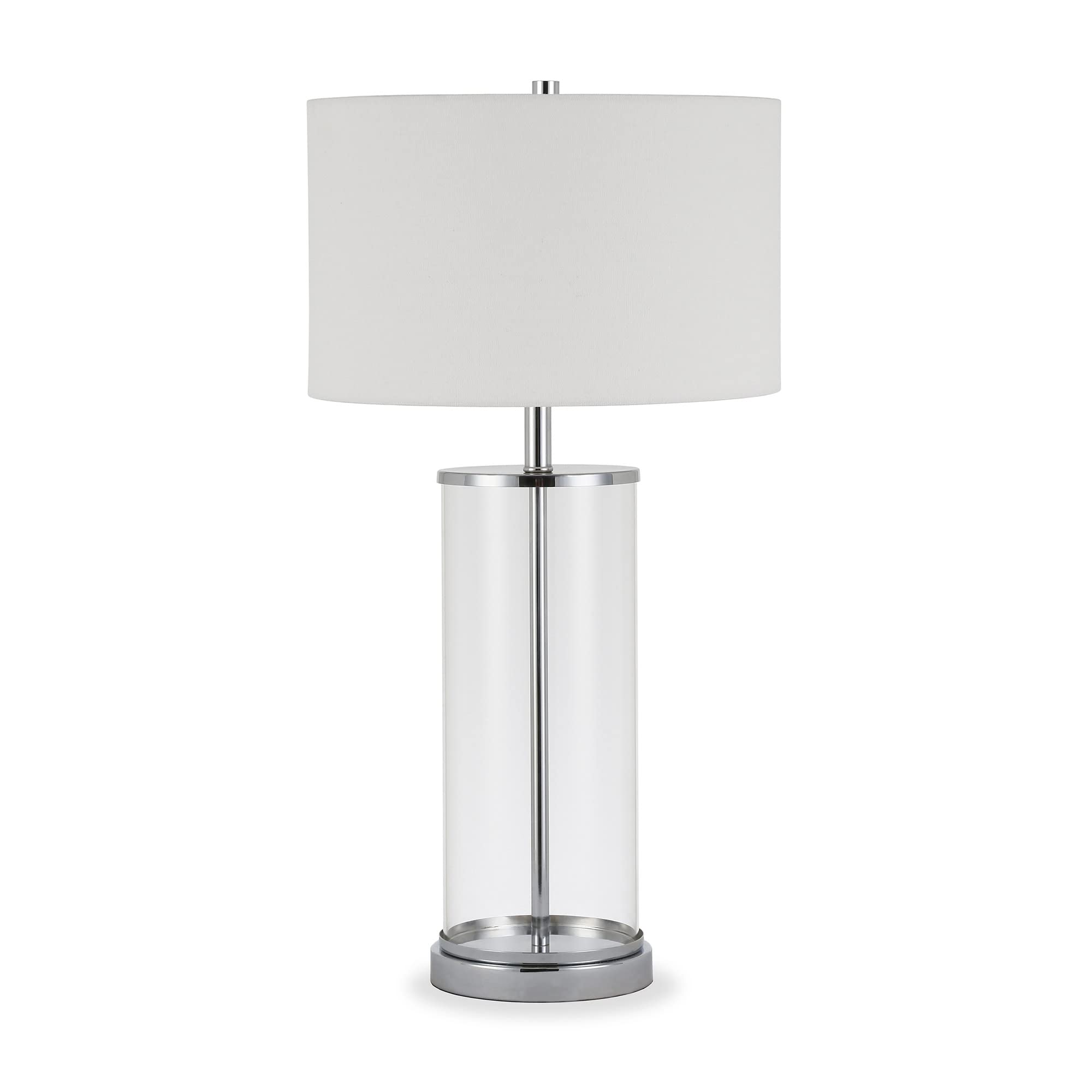 28" Tall Table Lamp with Fabric Shade in Blackened Bronze/White, Lamp, Desk Lamp for Home or Office