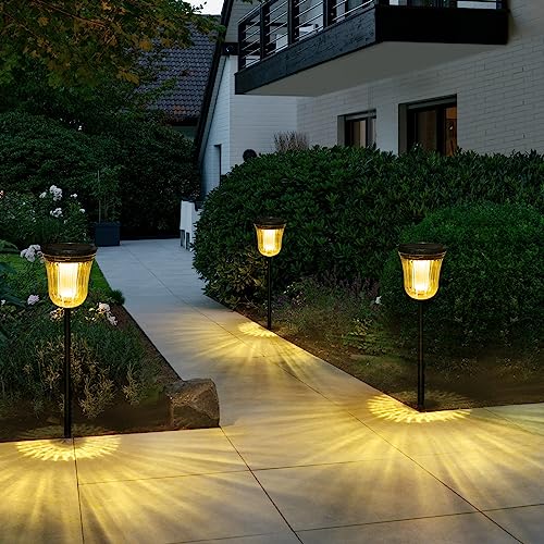 Outside Lights for Yard 6 Pack, Super Bright Solar Pathway Lights Outdoor Waterproof,Up to 14 Hrs Auto On/Off Solar Garden Lights, Solar Powered Landscape Lighting for Path Yard Garden Walkway