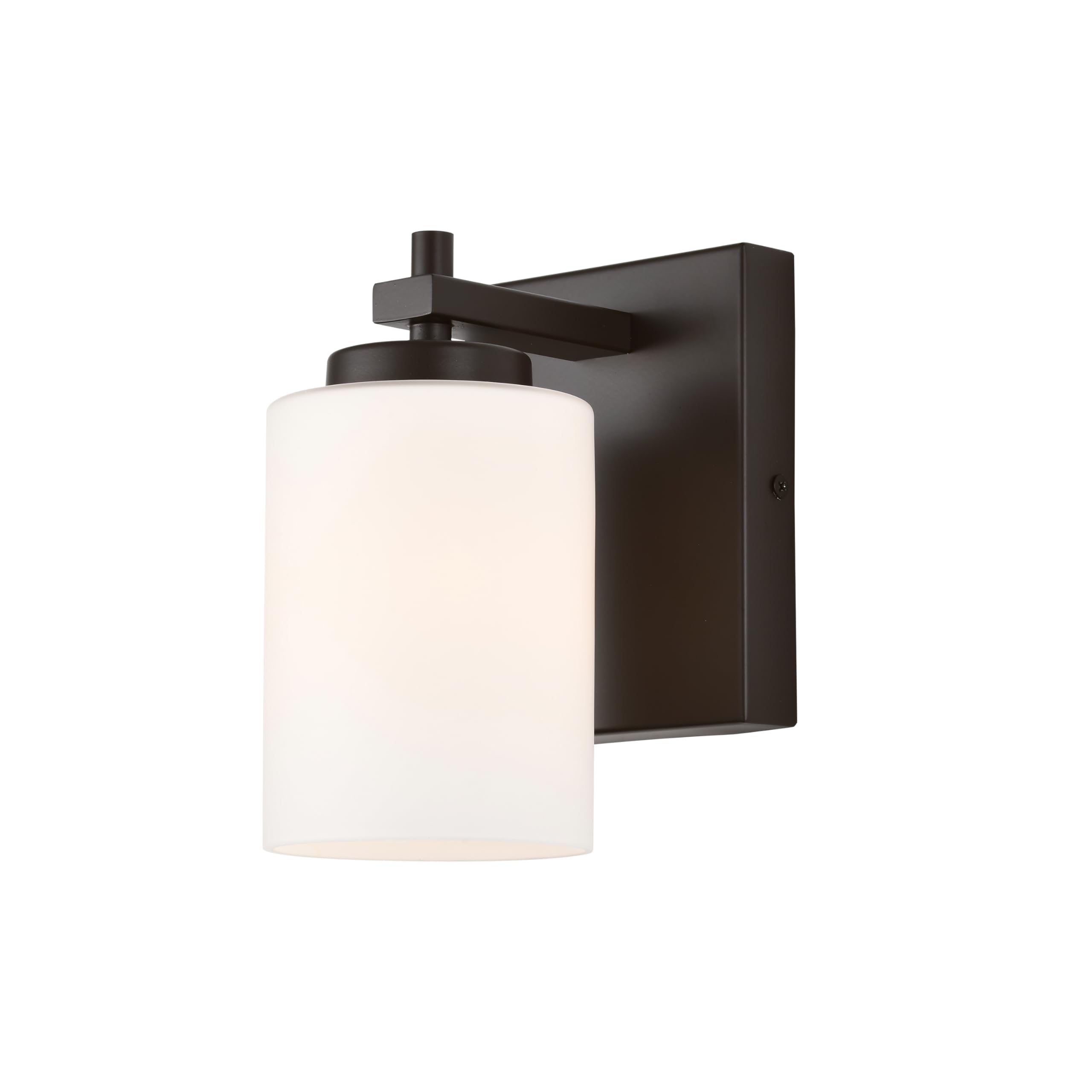 1 Light Bathroom Vanity Light Fixture, Farmhouse Single Sconce with Frosted White Glass Shade, Bronze