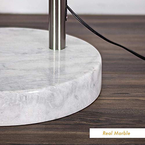 Modern Standing Adjustable Floor Lamp with Metal Dome Shade & Marble Base for Living Room - Corner Light Arc Lamps for Bedrooms in Brass Gold Finish, 99-1023F