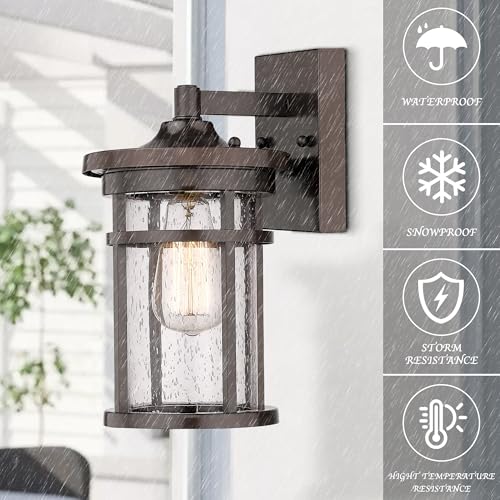 Outdoor Wall Sconces, Exterior Wall Lantern, Outdoor Wall Lighting Fixture, Outdoor Wall Mounted Lights, Outdoor Wall Lights for Patio, Porch, Garden,Balcony (Black, 12" H)