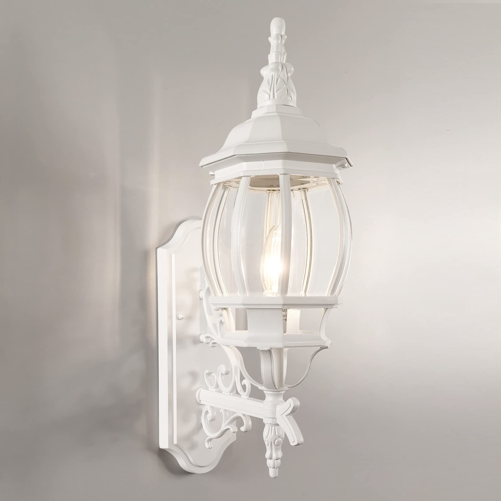 White Outdoor Wall Lantern, Wall Sconce Outside Light Fixtures for Porch Exterior Wall Lantern Waterproof Sconce Lights Wall Lights for Living Room