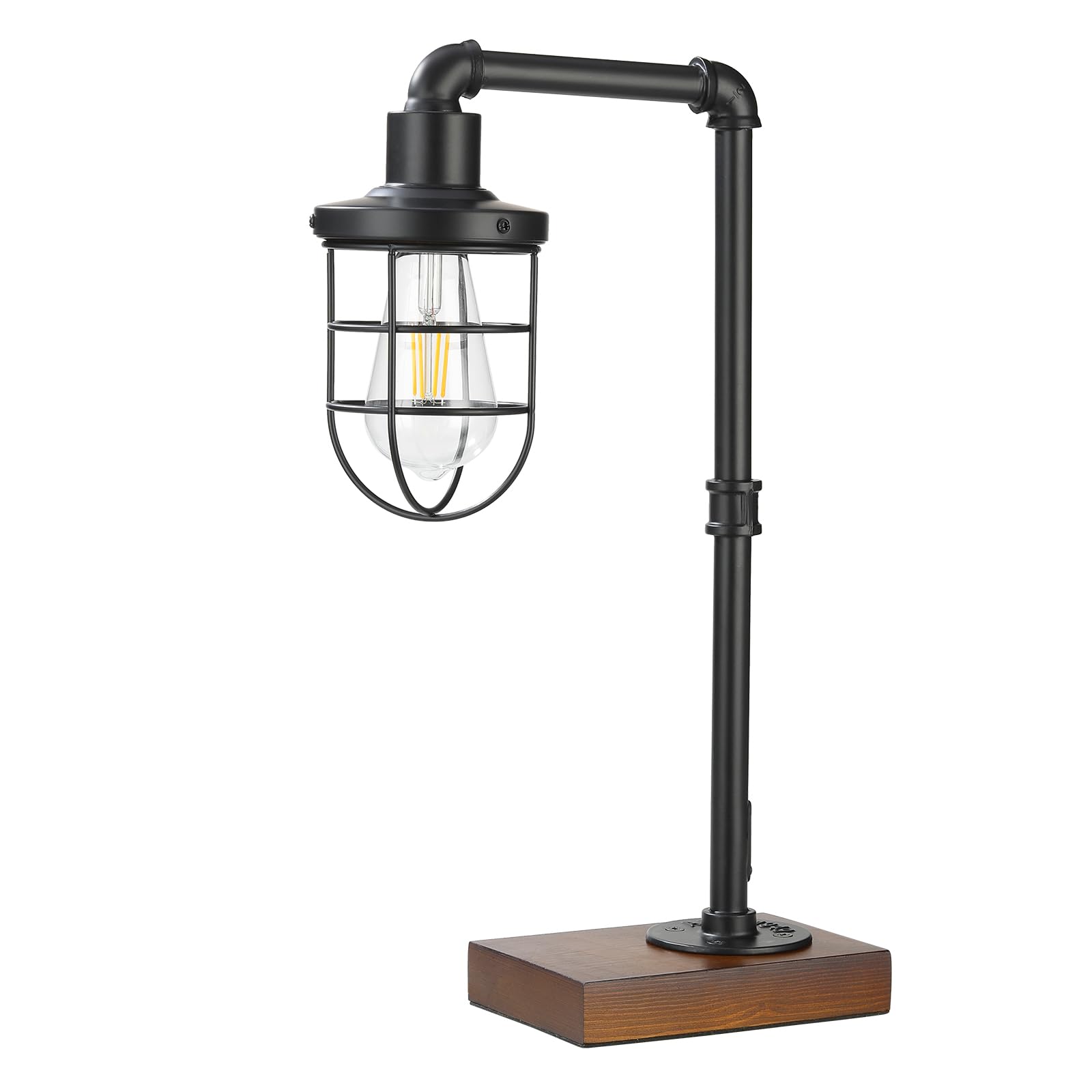 CONCA Industrial Steampunk Table Lamp, Edison Bulb, Metal, A-Black, 19.6x11.7x5.35 inches, 3 lbs, E26 Base, 800 Lumen, 120V