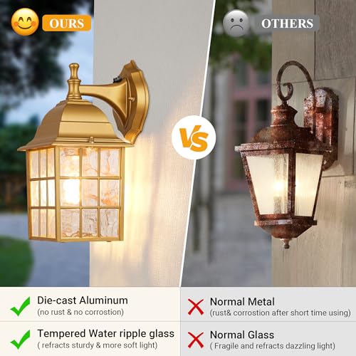 2-Pack Dusk to Dawn Outdoor Wall Lights, Sensor Exterior Light Fixtures Wall Mount, Porch Lights, Black Wall Lantern Wall Lamp, Waterproof Wall Sconce, Outside Lighting for Garage, Front Door