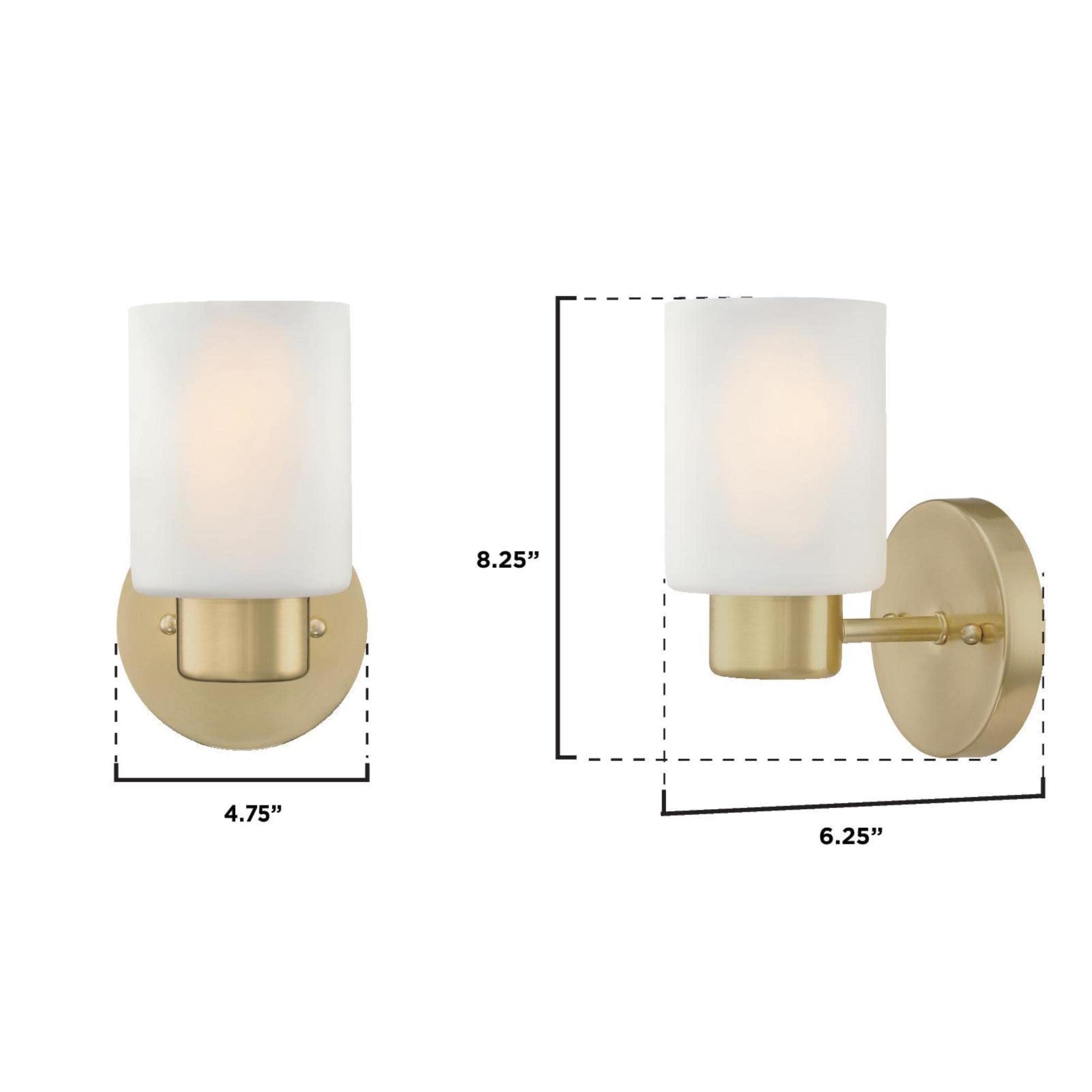 One-Light Indoor Wall Fixture, Brushed Nickel Finish with Frosted Seeded Glass