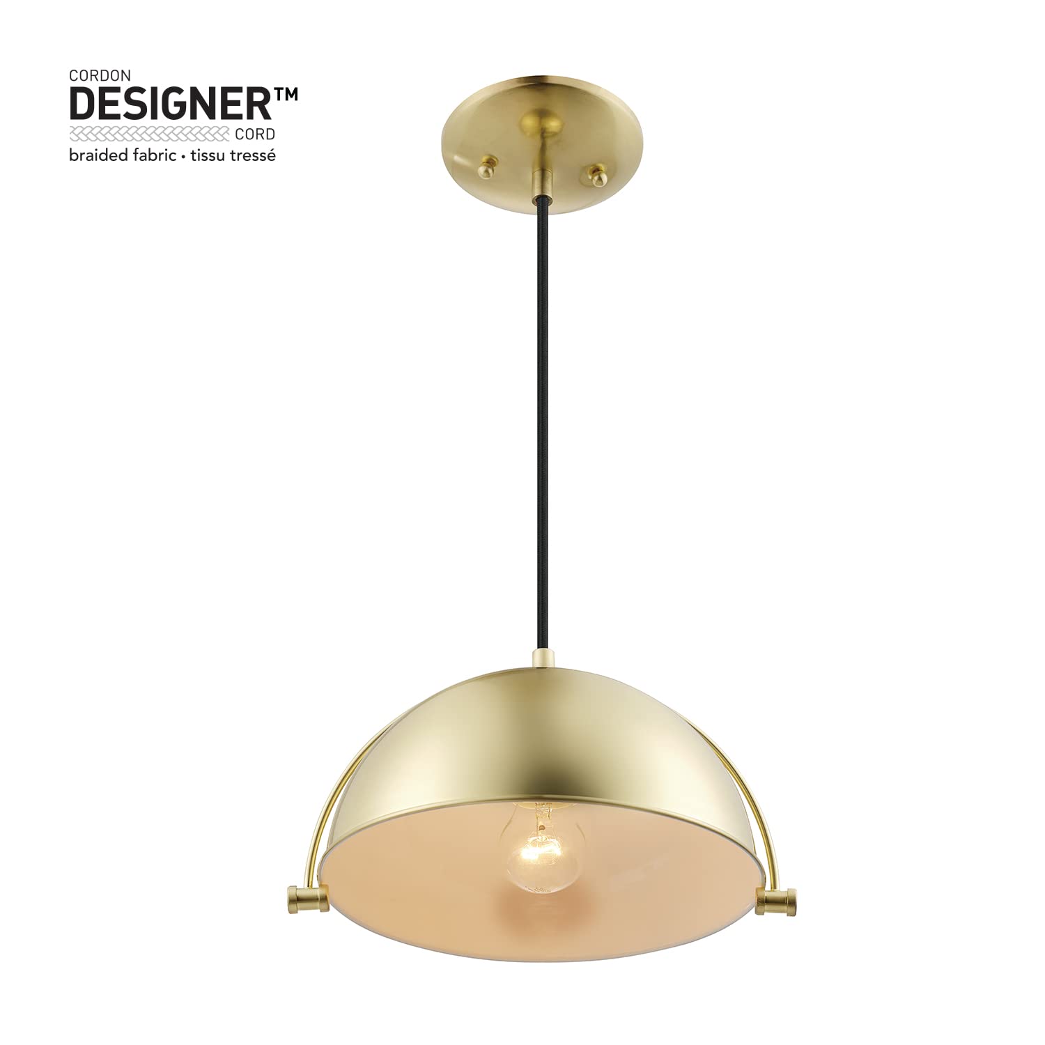 1-Light Pendant Lighting, Matte Brass, Bulb Not Included