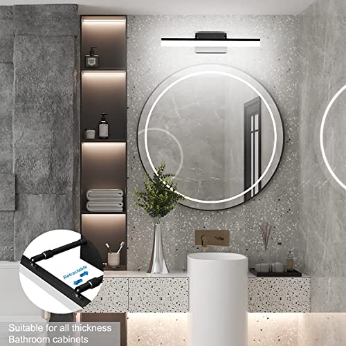 31.5 inch Modern Black Vanity Light Adjustable Bathroom Light Fixtures Over Mirror Rotatable Vanity Lighting 5500K