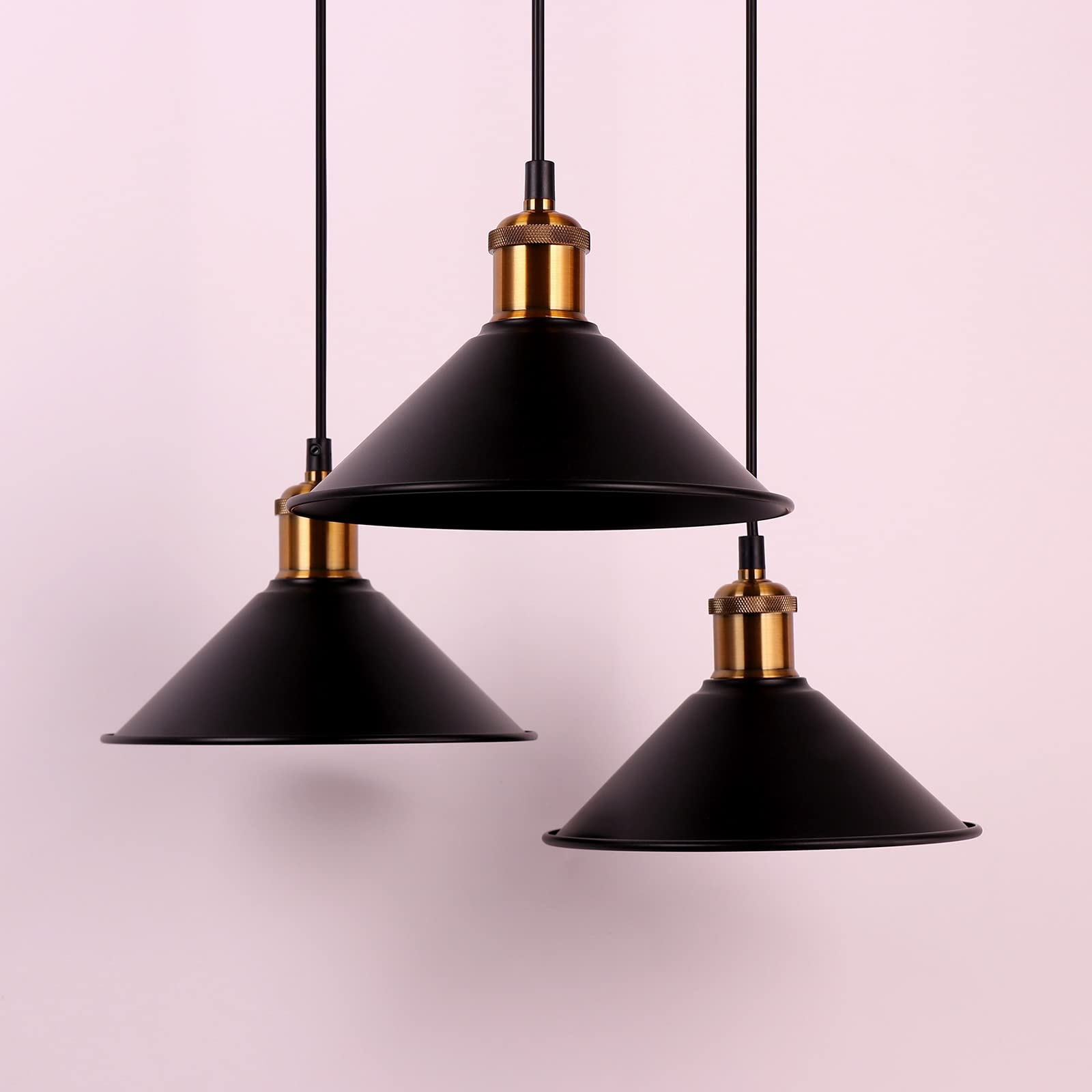 Industrial Pendant Light Black Adjustable Metal Vintage Hanging Industry Loft Retro Pendant Lights Fixtures E26 for Home Kitchens Island Bar Lights Dining Room