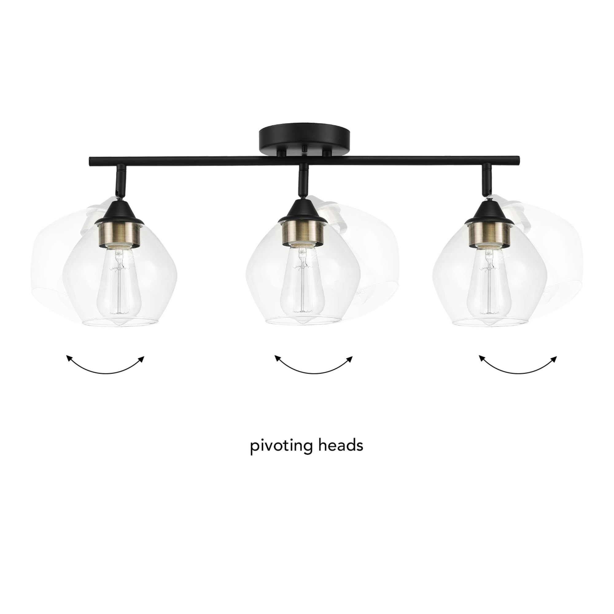 3-Light Track Lighting, Brushed Nickel, Clear Glass Shades, Silver, Bulb Not Included