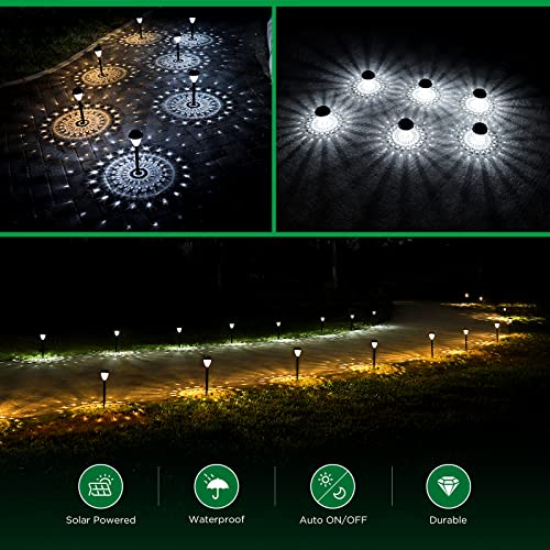 Super Bright Solar Lights, Waterproof 10 Pack, Dusk to Dawn Up to 12 Hrs Solar Powered Outdoor Pathway Garden Lights Auto On/Off, LED Landscape Lighting Decorative for Walkway Patio Yard