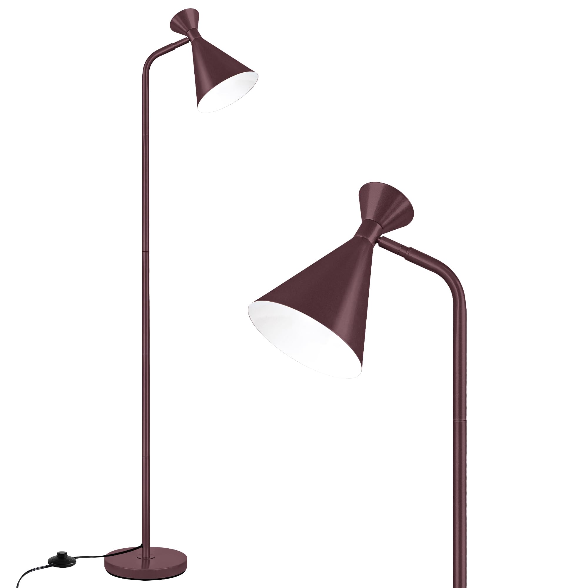 PARTPHONER Floor Lamp for Living Room, Modern Adjustable Metal Heads Standing Lamps, Simple Design Black Floor Lamp with Foot Switch for Bedroom, Office, Kids Room, Reading, Working(Bulb Not Included)