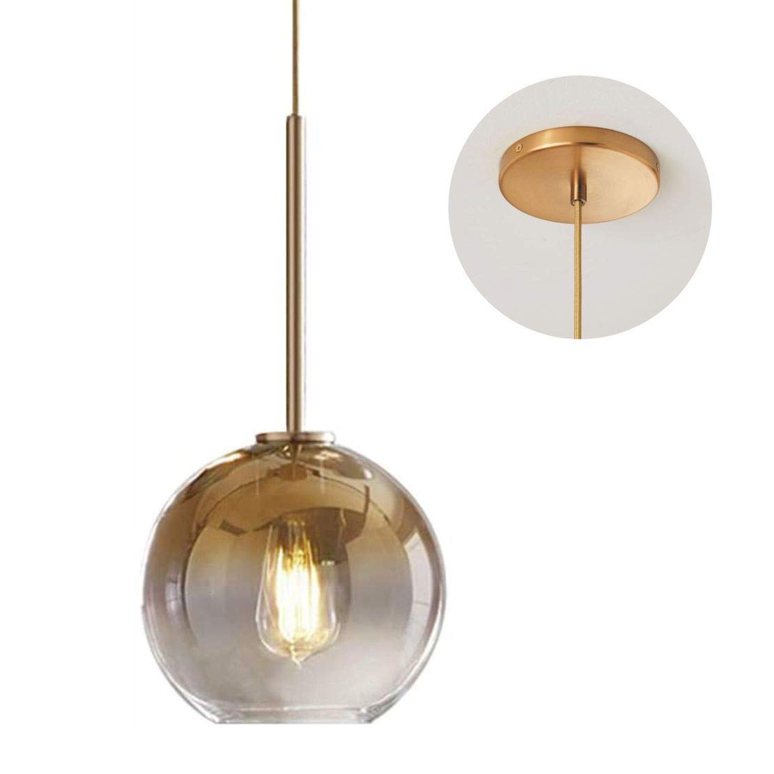 KCO Lighting 3 Light Globe Cluster Pendant Light Modern Glass Cluster Chandelier Gold Glass Pendant Light Fixture Mid Century Dining Room Chandelier Multi Pendant Light Fixture