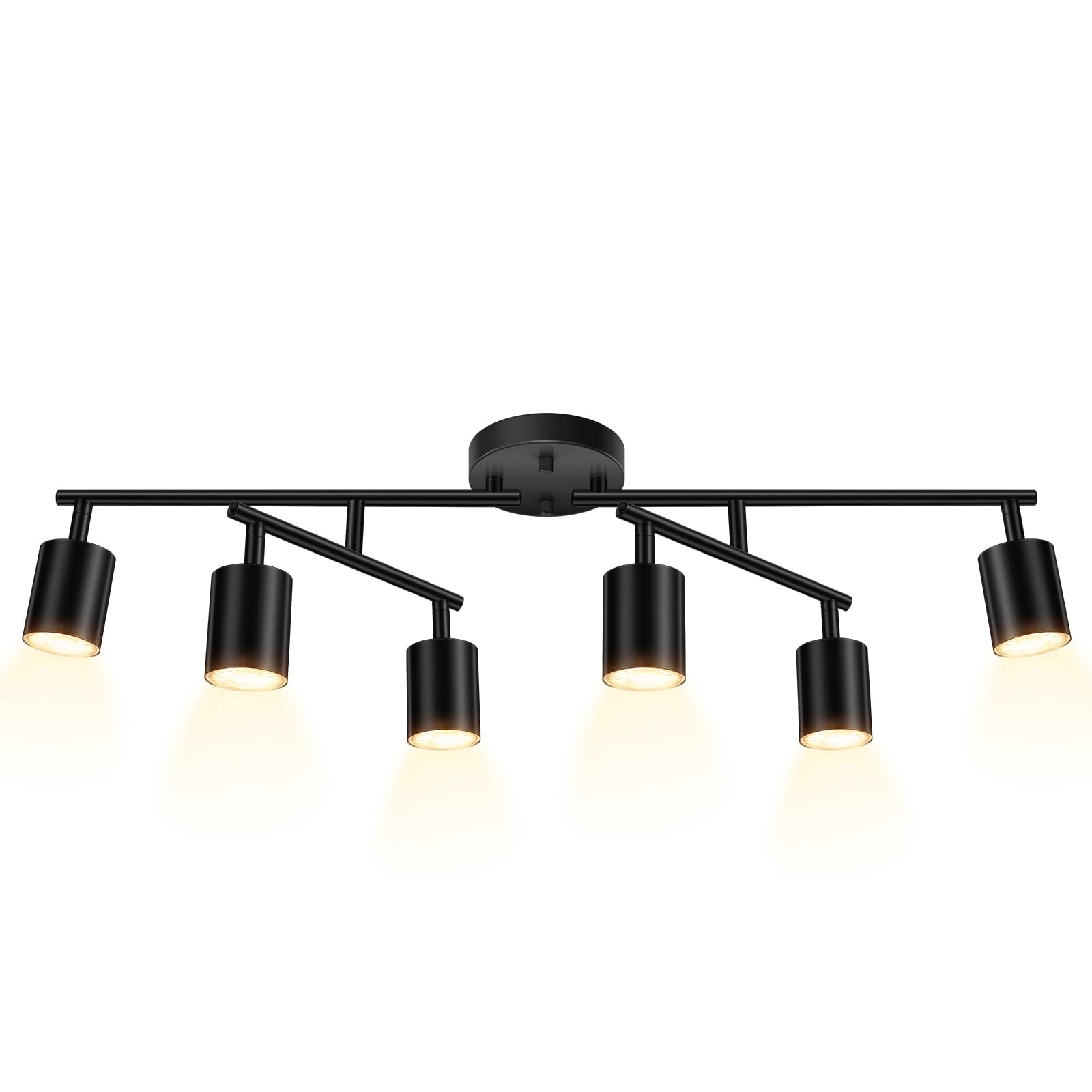 LED 2 Light Track Lighting Kit, Black 2 Way Ceiling Spot Lighting, Flexibly Rotatable Light Head for Kitchen, Living Room, Bedroom, GU10 Bulb Not Included