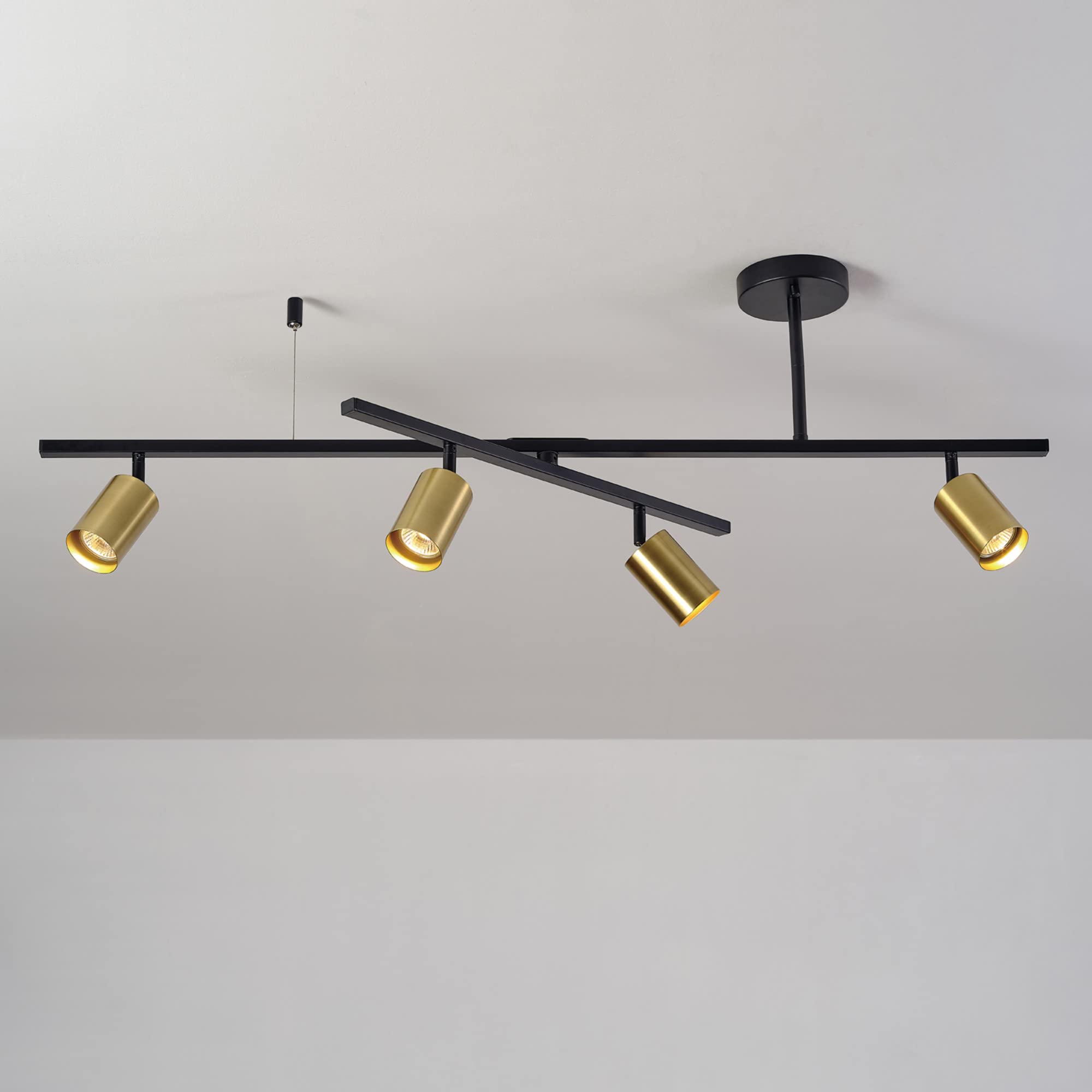 5-Light Track Lighting, Center Swivel Bar, Matte Black, Ceiling Light, Track Light Heads, Pivot Shades, Track Ceiling Light, Track Lighting Kit, 5 Bulb Kitchen Light