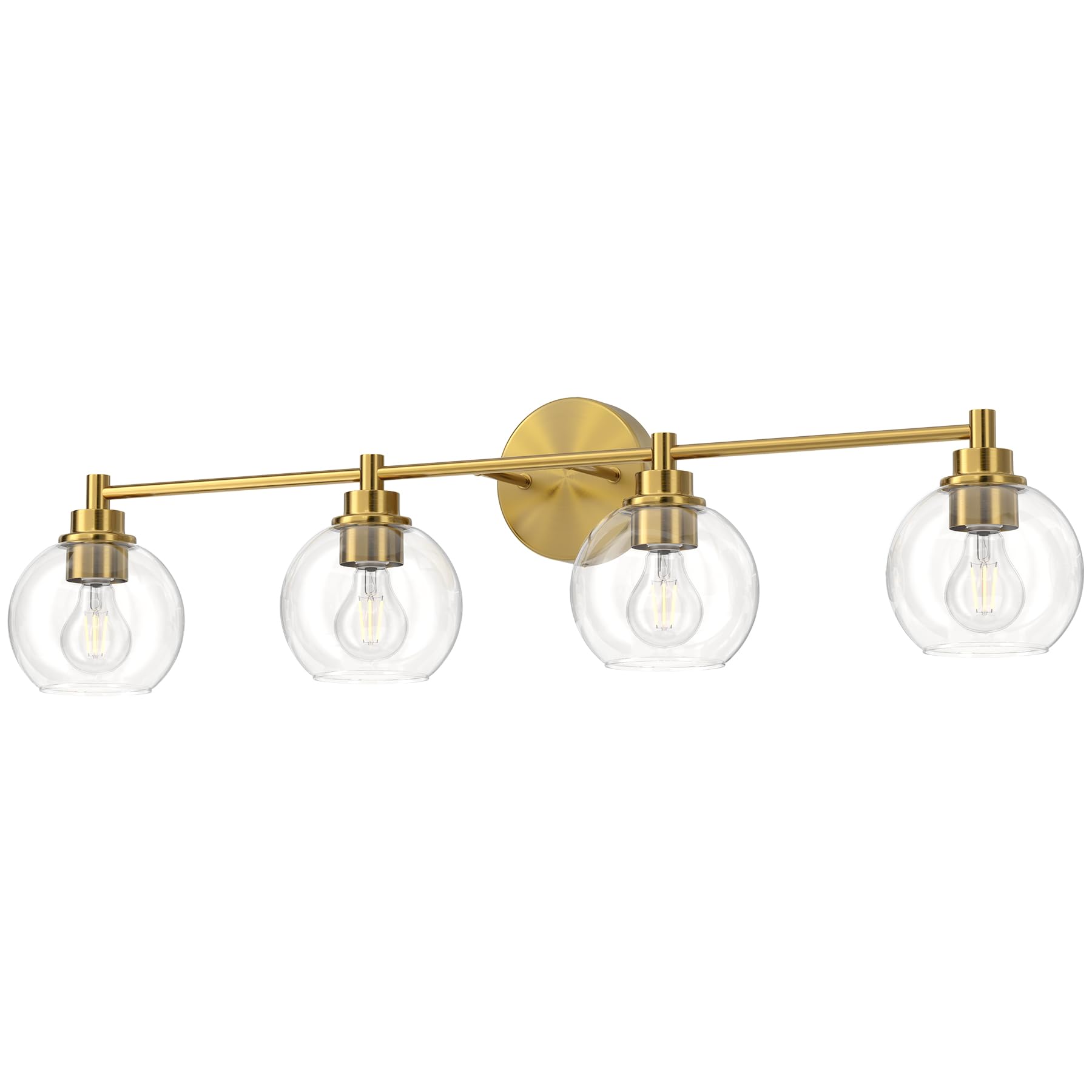 Bathroom Light Fixtures, 2-Light Bathroom Vanity Light with Globe Glass Shades E26 Sockets, Bathroom Lights Over Mirror for Bedroom Hallway Living Room, Gold Finish