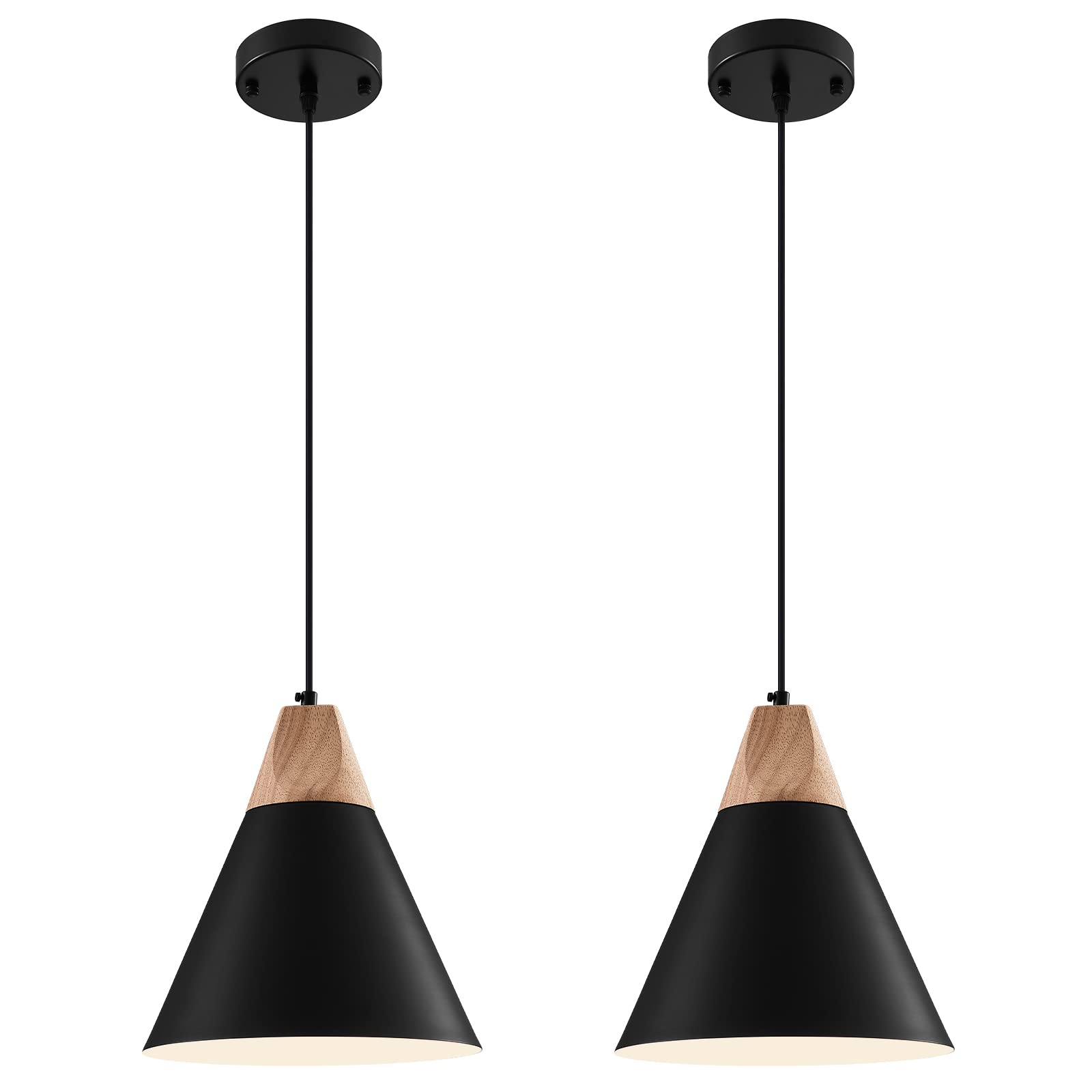 Black Pendent Light 2 Packs 9.4 inches, Kitchen Pendant Light, Farmhouse Pendant Light, Industrial Pedant Light, Black Pendant Lights Kitchen Island for Kitchen, Bar, Bedroom