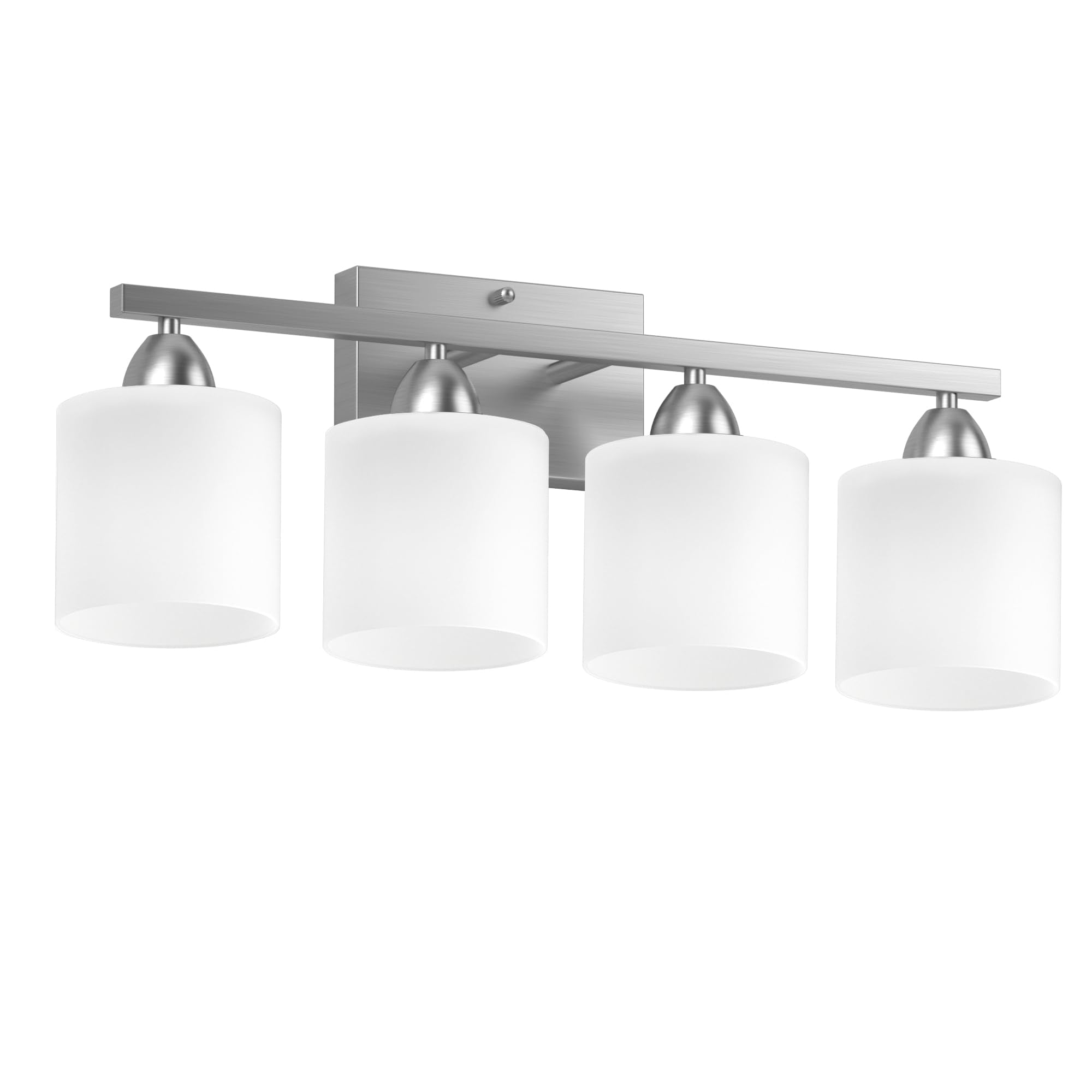 Bathroom Lighting Fixtures Over Mirror Brushed Nickel, Anti-Rust 3-Light Bathroom Vanity Lights, Modern 18Inches Wall Sconces E26 Base, Milky White Glass Shades, Bulbs Not Included