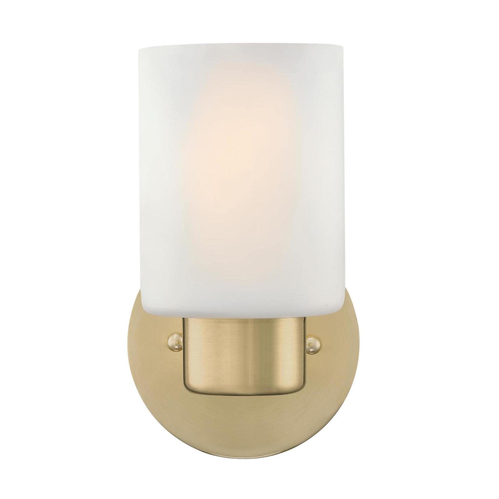 One-Light Indoor Wall Fixture, Brushed Nickel Finish with Frosted Seeded Glass