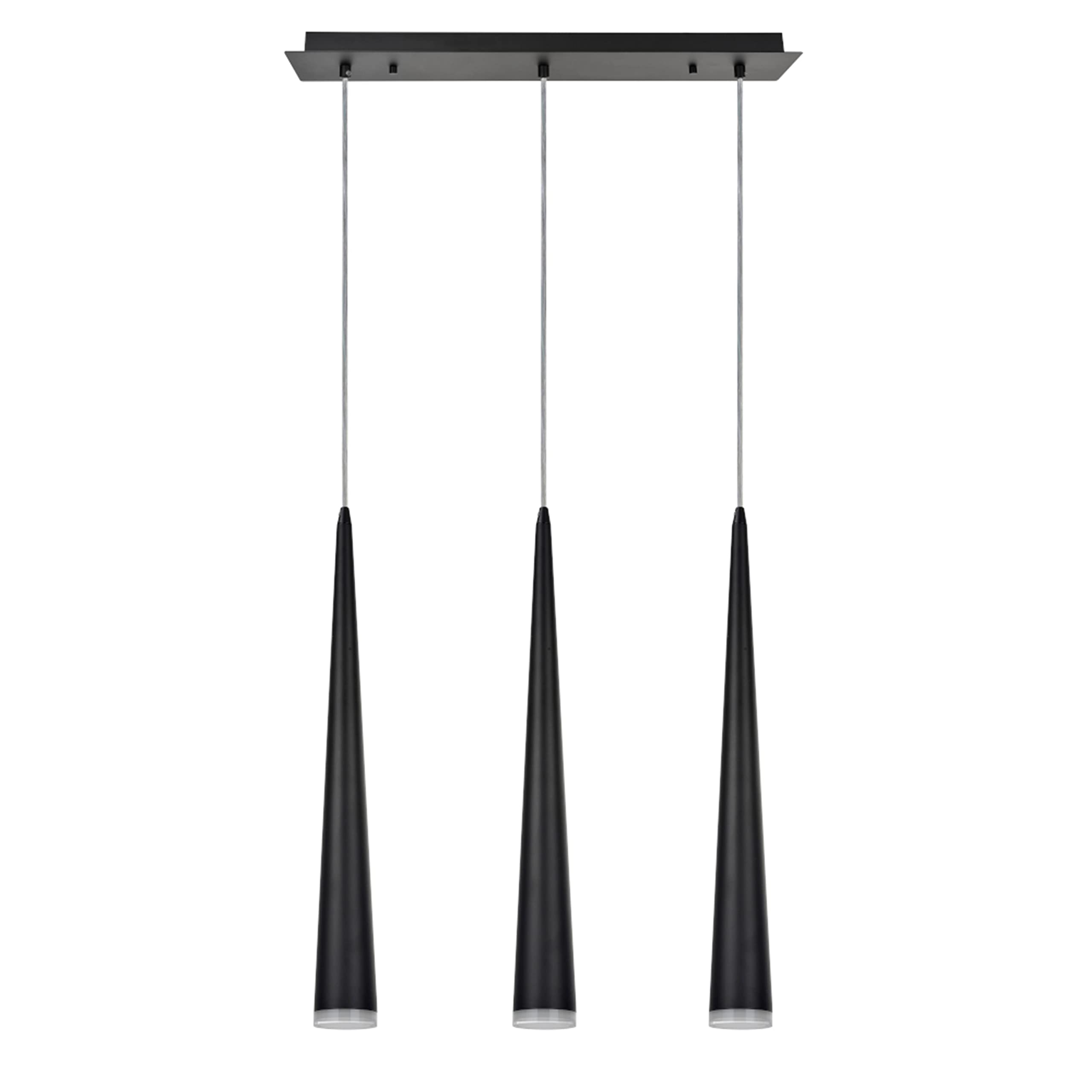 Brushed Nickel 61027 Adjustable LED 3 Hanging Pendant Ceiling Light, Contemporary Design Finish, Metal Shade, 23" Wide