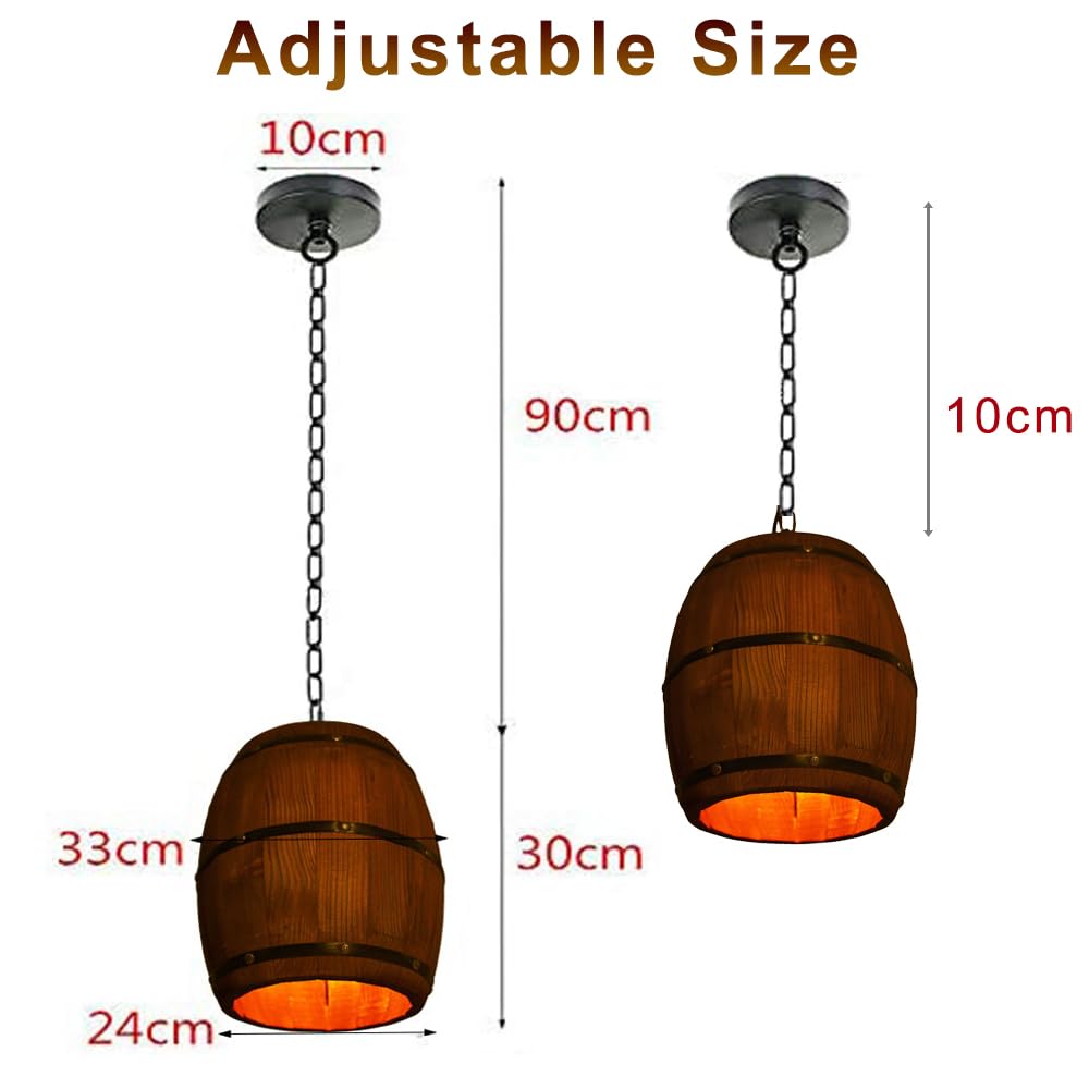 TFCFL 6 Lights Industrial Vintage Hanging Pendant Light Wooden Chandelier Ceiling Light Retro Wooden Light Suspension Lighting Fixture Retro Loft Lantern Chandelier Lights Handmade Lighting Products