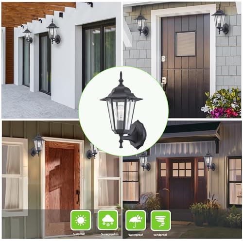 Outdoor Wall Lantern, Wall Sconce as Porch Lighting Fixture with E26 Medium Base, Aluminum Housing Plus Glass, Water-Proof, Bulb Not Included, White Finish, 1 Pack