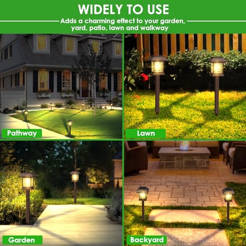 Solar Pathway Lights Outdoor, 12 Pack Upgraded LED Waterproof Solar Outdoor Lights, Solar Garden Landscape Lighting for Outside Driveway Garden Landscape Walkway Path Yard Lawn Decor (12)