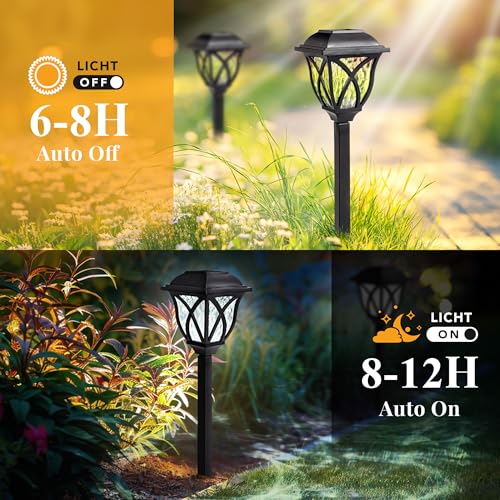 Solar Lights Outdoor Waterproof, 6 Pack LED Solar Garden Lights, Solar Lights for Outside, Garden Decor for Yard, Patio, Landscape, Planter, Walkway (Warm White)