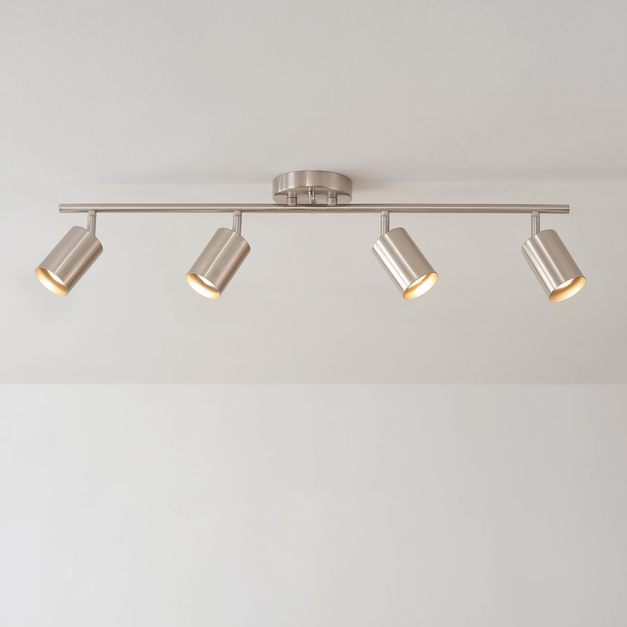 4-Light Track Lighting, Brushed Nickel Finish, Bulb Not Included