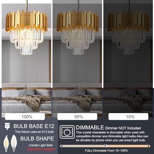 Gold Crystal Pendant Light Mini Modern Luxury Crystal Pendant Light Perfect for Dining Room, Bedroom, Kitchen, Living Room 3-Pack