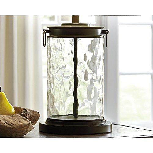 Modern 25.25" Glass Table Lamp with Hardback Shade, Clear