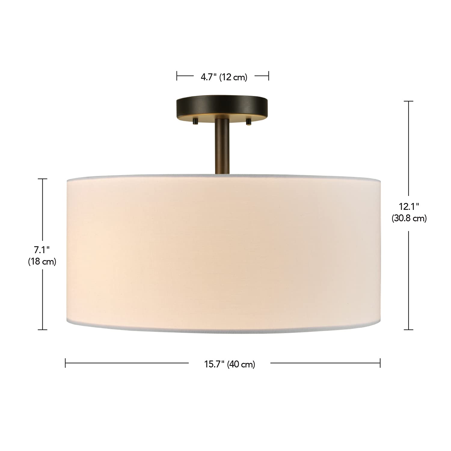 2-Light Flush Mount Ceiling Light, Dark Bronze, White Linen Shade, Kitchen, Lights, Bathroom, Home Essentials, Bedroom, Closet Light, Lighting Fixtures