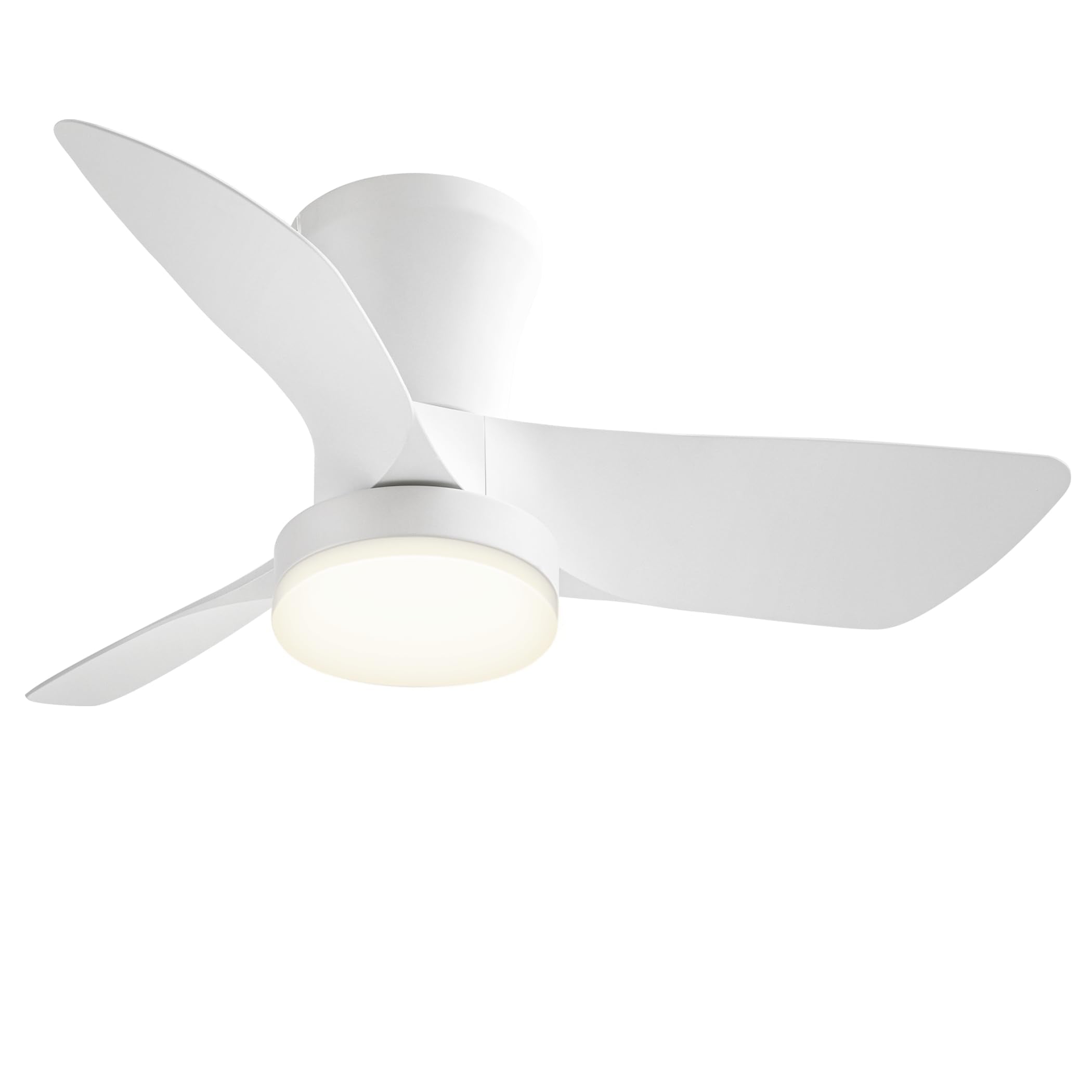 Ceiling Fans with Lights and Remote, 30 inch Low Profile Ceiling Fan with Light, Modern Flush Mount Ceiling Fan for Bedroom/Kitchen/Dining Room/Patio, 6 Wind Speeds, Dimmable, White