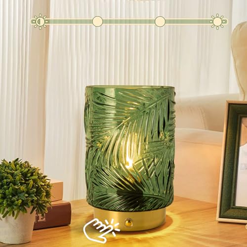 Battery Operated Table Lamp, Cordless Lamps for Home Decor, Battery Powered Nightlight with LED Bulb with Timer, Decorative Lights for Living Room Bedroom Tabletop Entryway Centerpiece Gift(L LGreen)