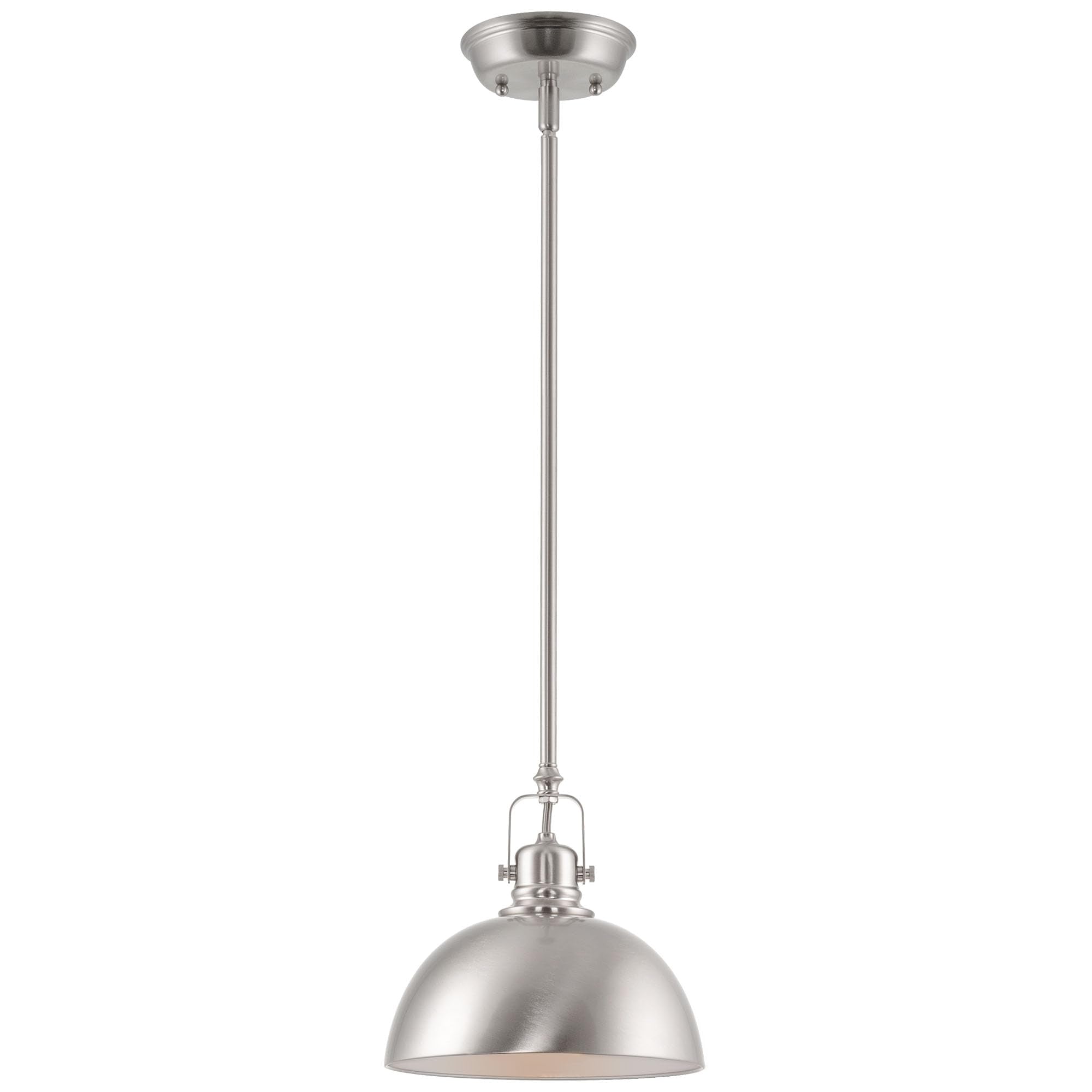 9" Contemporary Industrial Pendant Light, Adjustable Length + Shade Swivel Joint, Brushed Brass Finish