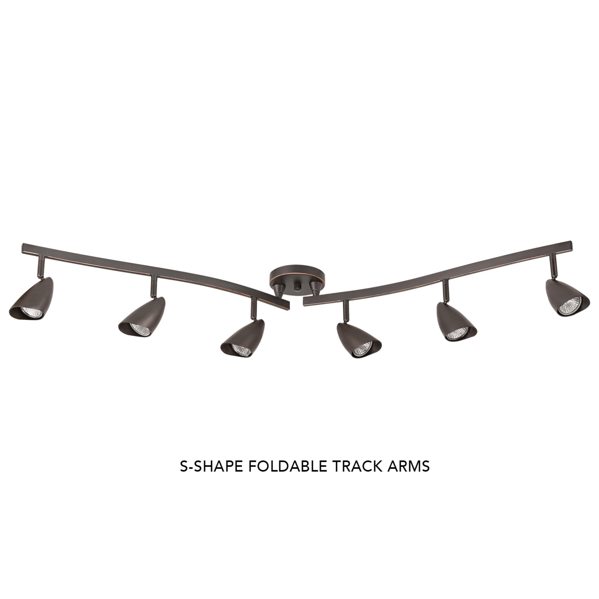 6-Light Adjustable S-Shape Track Lighting, Bronze Color, Oil Rubbed Finish