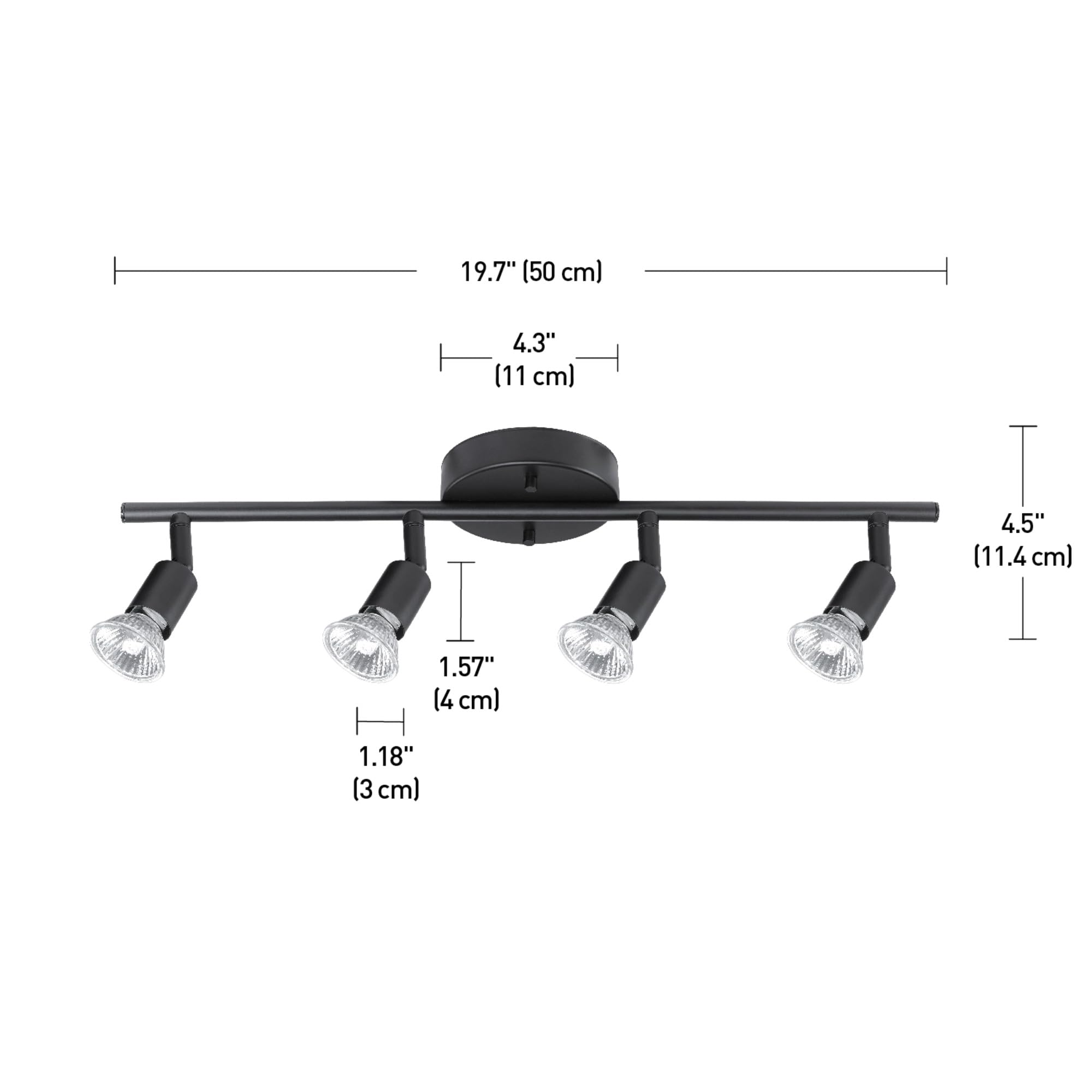 4-Light Track Lighting, Matte Black