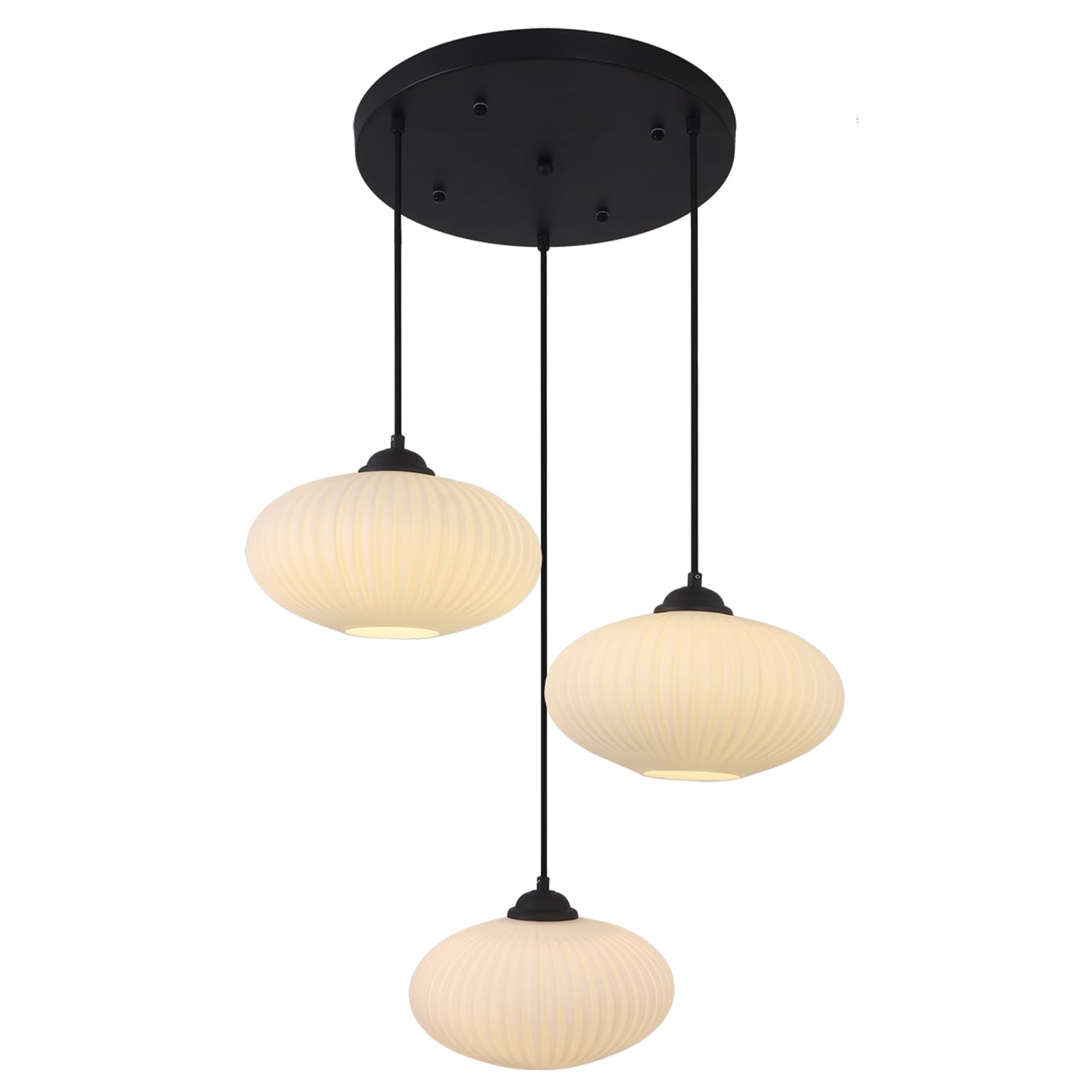 3-Light Cluster Pendant Hanging Lights Black Globe Chandelier Light Fixture Large Milk Glass Cluster Pendant Lights Mid Century Modern Multi Light Pendant Lighting Kitchen Island