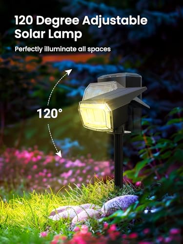 Solar Spot Lights Outdoor Waterproof 4 Pack IP65, 63 LED 3 Lighting Modes Spotlights for Yard Garden House Garage Pathway