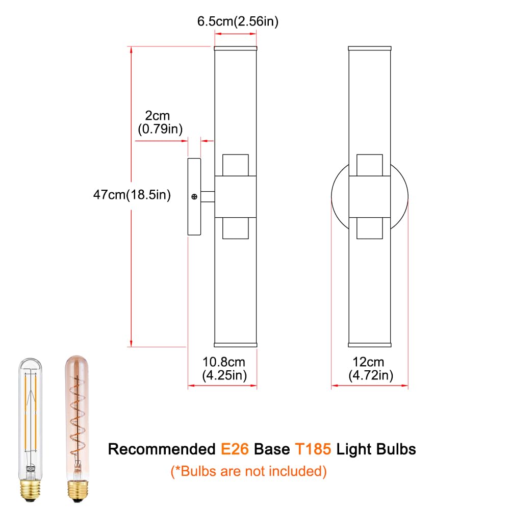 Wall Sconces Set of 2, Brass Sconce Wall Lighting, Brushed Gold Bathroom Wall Vanity Light Fixture, Modern Wall Light Set of Two, Indoor Wall Lamp for Mirror, Cylinder Sconce for Bathroom Bedroom