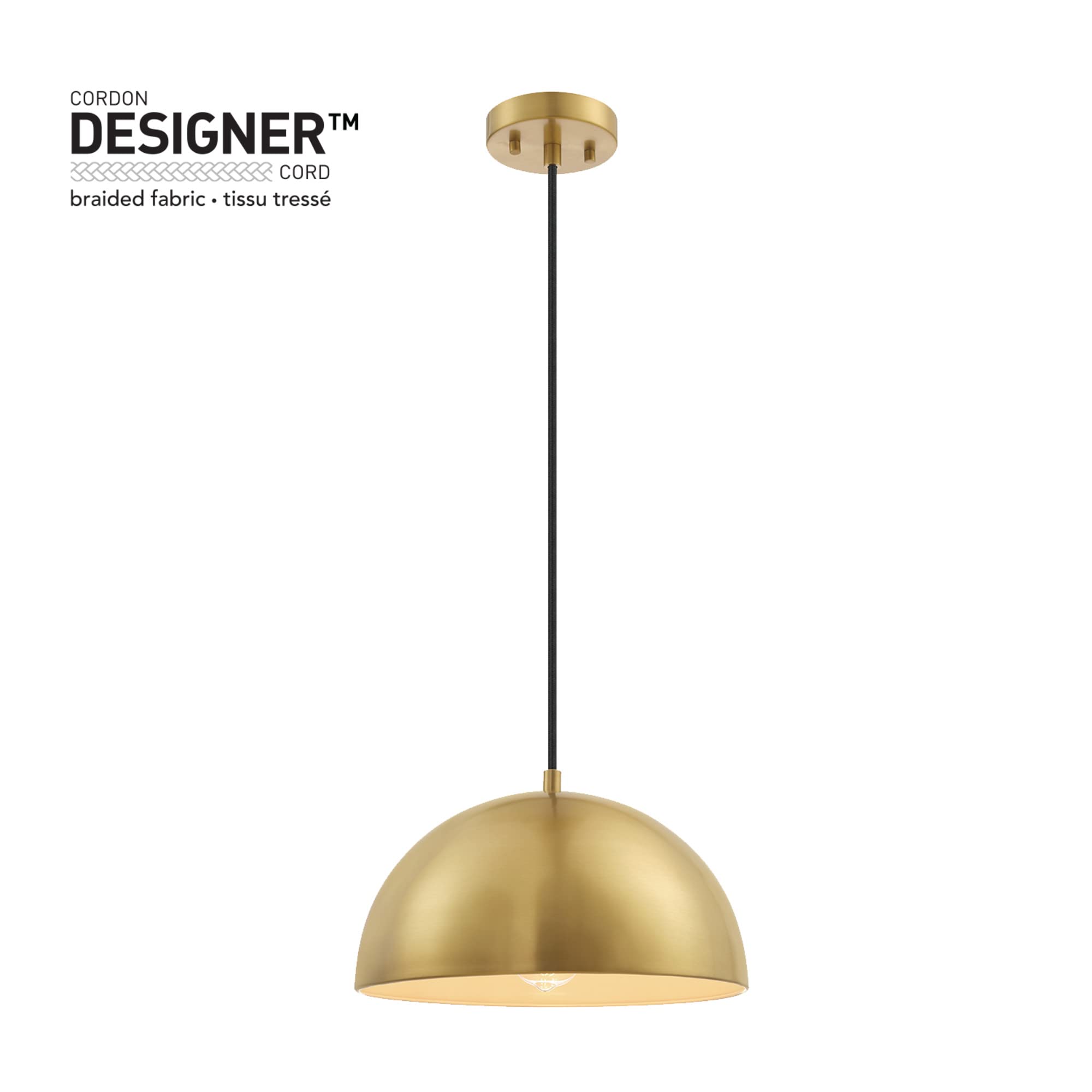 1-Light Pendant Lighting, Matte Brass, Bulb Not Included