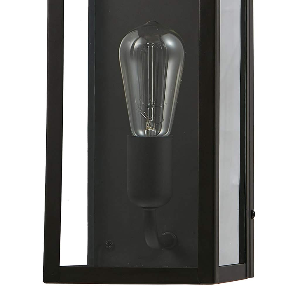 1-Light Outdoor Indoor Wall Sconce, Matte Black, Clear Glass Shade 16